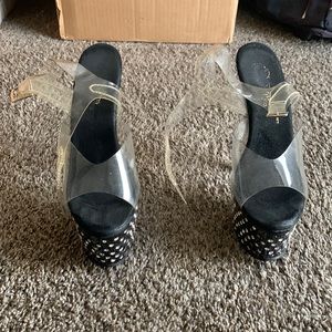 Black rhinestone pleaser platforms size 7